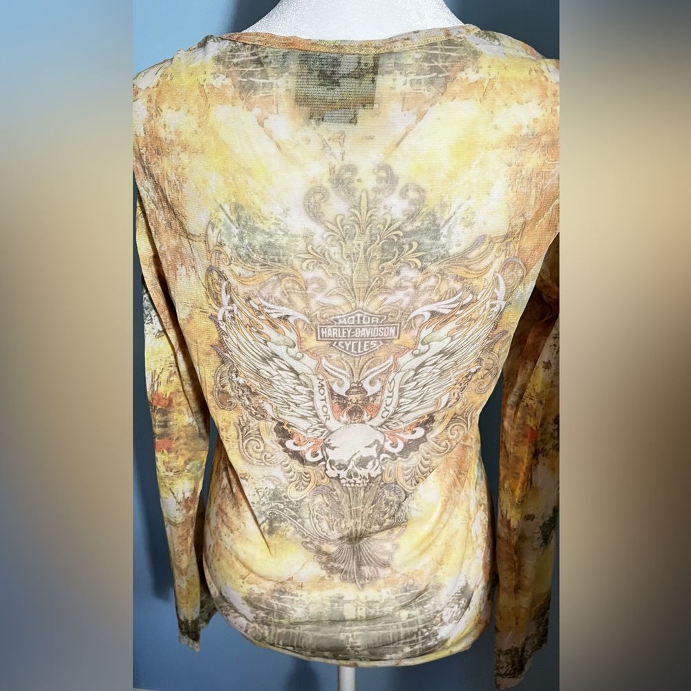 HARLEY DAVIDSON sheer long sleeve tattoo top - Picture 6 of 6